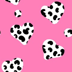 Fototapeta premium Colorful Animal prints , seamless continous animal pattern design texture backgrounds, wallpaper for fashion print design for fabric, textile, gift wraps, cute , hearts cheetah, leopard, zebra, snake