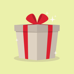 Christmas Gift Box. Birthday Surprise. Flat Design Vector.Illustration.