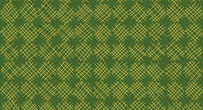 Yellow Cross pattern hand drawn design on Green background illustration