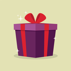 Christmas Gift Box. Birthday Surprise. Flat Design Vector.Illustration.
