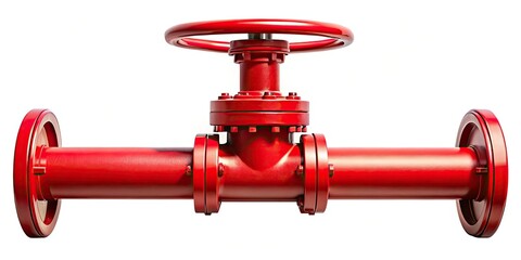 Silhouette of a Metal Pipe with Red Valve on Transparent Background - Industrial Design, Plumbing Equipment, Vector Graphics, Modern Aesthetics, Abstract Art, Minimalist Style