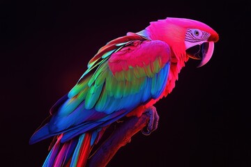 Obraz premium Neon Macaw Parrot with Vibrant Feathers