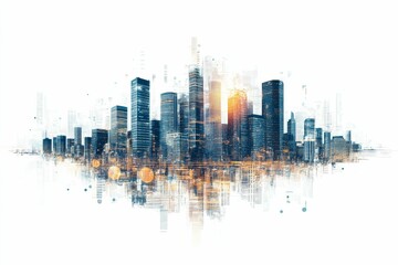 Fototapeta premium Abstract cityscape, digital art, urban design.