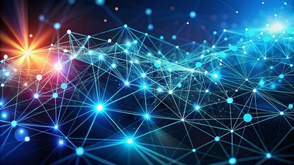 Fototapeta premium Futuristic Digital Background of Slow Motion Dots and Lines Showcasing Abstract Plexus Technology Concept for Big Data Connection and Network in a Modern Setting with Copy Space