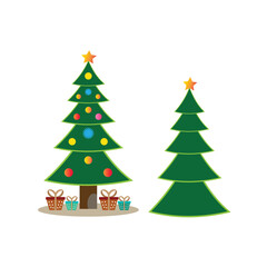 Christmas tree isolated on a white background. Colorful winter tree collection for the holidays of Christmas and New Year. Vector illustration.