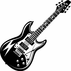 Obraz premium Black and white electric guitar illustration with bold details