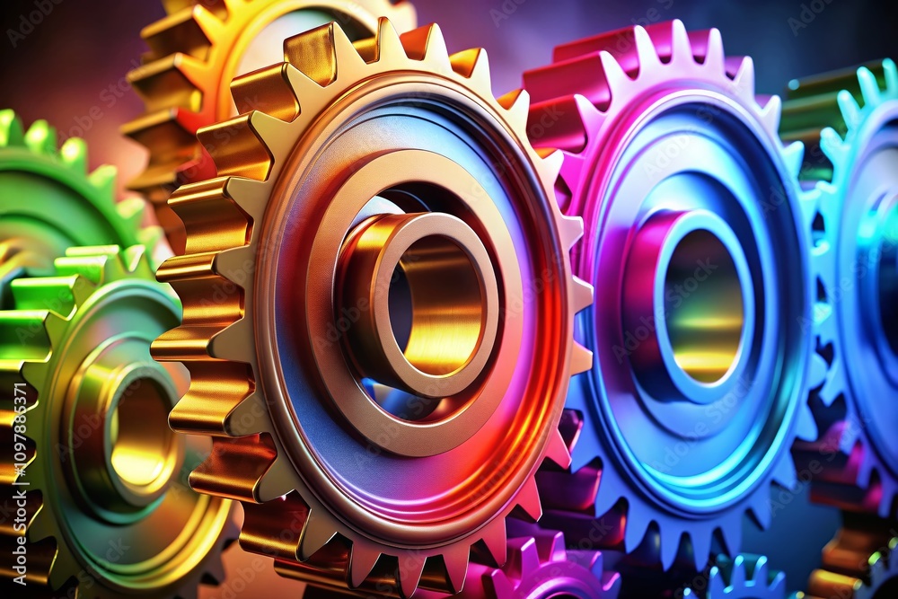 Poster gear symbol for settings with cogwheel design on transparent background for customizable use in tech