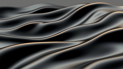 Fototapeta premium Waves of black fabric creating smooth textures in soft lighting. Generative AI