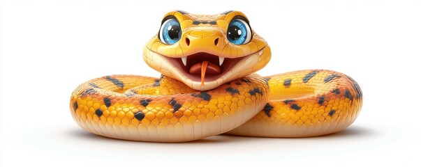 Cartoon snake with playful appearance and open-mouthed laughter