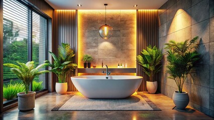 Fototapeta premium Bathroom Bathtub Set - Documentary Photography - Interior Design