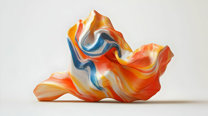 Abstract 3D Render Orange Blue White Swirl
