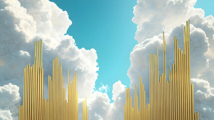 Fototapeta premium Golden Pipes Abstract Cloud Background Illustration