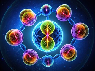 Naklejka premium Meiosis Animation Silhouette: Genetic Variation Gamete Production