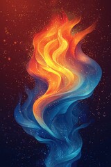 Abstract fiery and cool waves in a vibrant  illustration