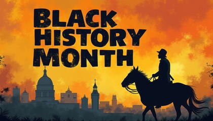 Black History Month celebration poster. BHM Wallpaper. African-American people background in warm colors 2D drawing art style