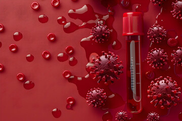 positive hiv blood sample test on red background