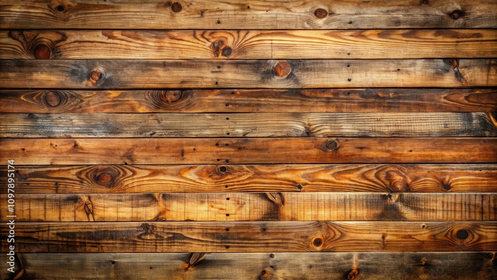 Poster rustic wooden planks with knots and grain patterns, ideal for backgrounds or textures