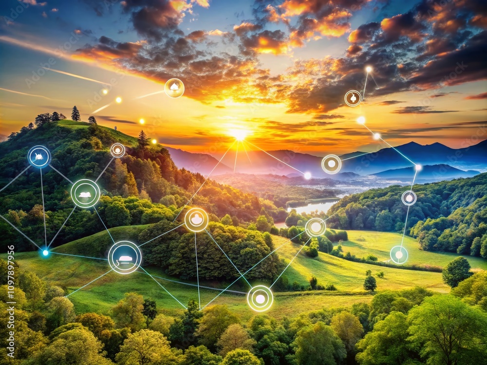 Poster innovative landscape photography showcasing artificial intelligence and machine learning concepts in