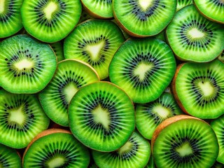 Fresh Green Kiwi Slices from Above - Wholesome Eating Habits and a Vitamin-Rich Diet for Healthy Living