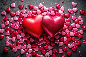 Obraz premium Valentine's Day Documentary Photography Hearts Black Background