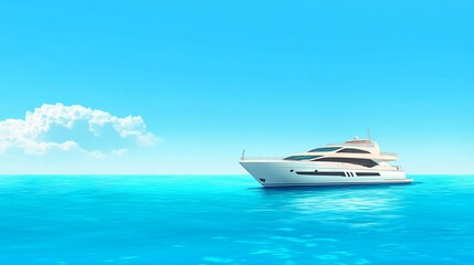 Luxurious yacht anchored in serene turquoise waters under a clear sky. Generative AI