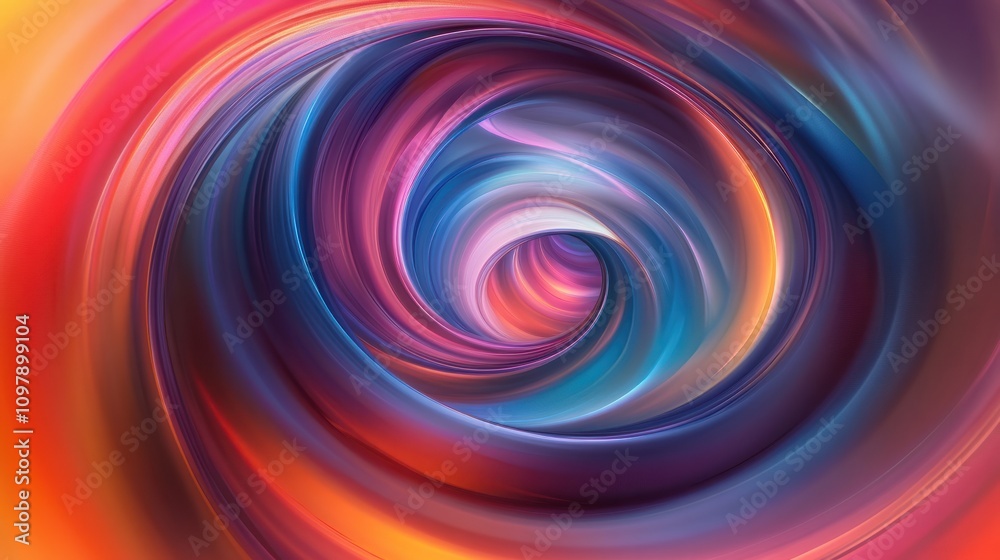 Poster a bold abstract spiral featuring sharp angles and contrasting colors, creating a dynamic visual tens