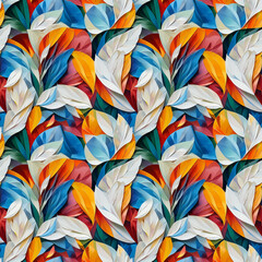 Fototapeta premium Vibrant botanical pattern evokes nature's beauty in a seamless design
