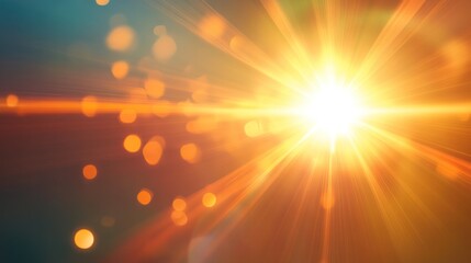 Obraz premium An artistic depiction of a transparent glowing sun, surrounded by a colorful lens flare effect. The flares dance around the sun,