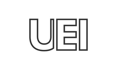 UEI logo design template with strong and modern bold text. Initial based vector logotype featuring simple and minimal typography. Trendy company identity.