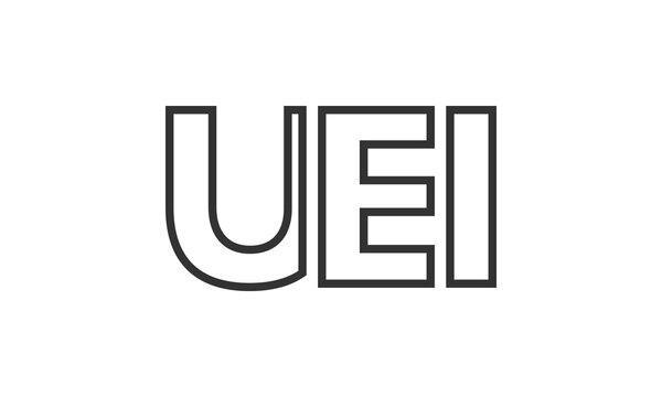 UEI logo design template with strong and modern bold text. Initial based vector logotype featuring simple and minimal typography. Trendy company identity.