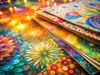 Fototapeta premium Large Textured Watercolor Paper in Vibrant Colors Perfect for Artistic Projects and Creative Endeavors, Showcasing the Unique Patterns and Depth of Watercolor Techniques