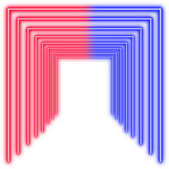 Fototapeta premium Neon light effect. Neon tunnel layers. Neon luminous corridor stretching 