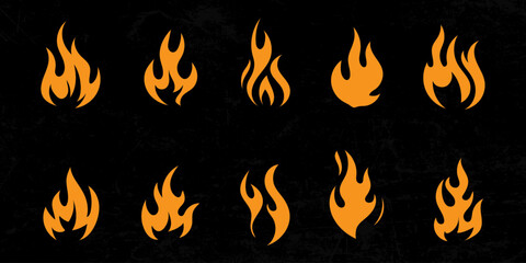 set of red fireball element graphic design 