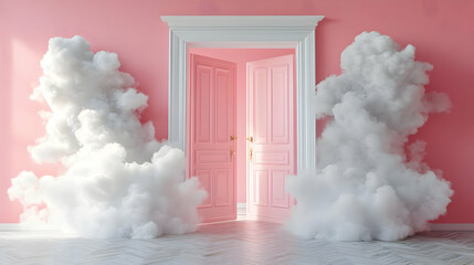 Pink Doorway Surreal 3D Background
