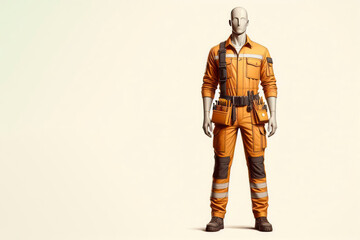 Fototapeta premium A working suit on a mannequin on a light background. Space for text.