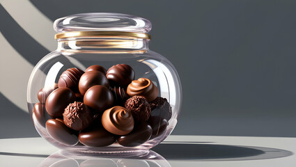 glass jar with chocolate isolated on transparent background , Generative Ai.