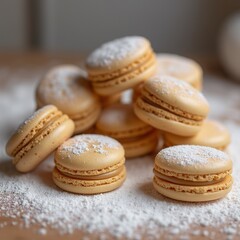 Fototapeta premium macaroons on a wooden table