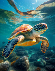 Fototapeta premium Sea Turtle in Paradise
