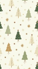 Obraz premium Festive Pattern of Christmas Trees and Snowflakes