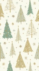 Obraz premium Festive Pattern of Christmas Trees and Snowflakes