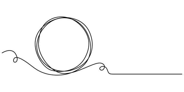 Continuous one line circle stroke, Hand drawn circle frame on white background. one line drawing vector illustration, Continuous one line drawing of scribble black circle. Round frame sketch outline