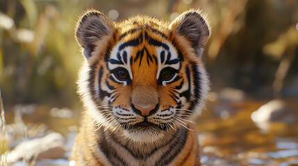 Obraz premium Adorable Tiger Cub 3D Illustration