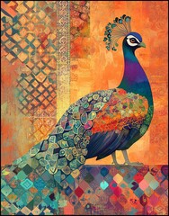 Modern Mosaic Peafowl