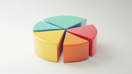 Obraz premium Simple, abstract 3D pie chart isolated on white, with floating labels - Conceptual and clean, studio light