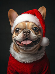 dog wearing santa claus hat