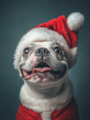 dog wearing santa hat