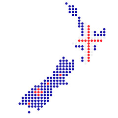 territory of the country New Zealand in vector design with flag colors in dots style