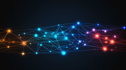 Obraz premium Abstract business connection of lines from nodes It is connected to endless nodes and represents the innovation of communication in the network.