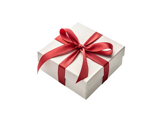 Gift box with red ribbon isolated on transparent 