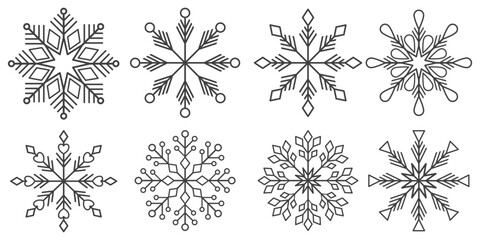 set of snowflakes vector eps